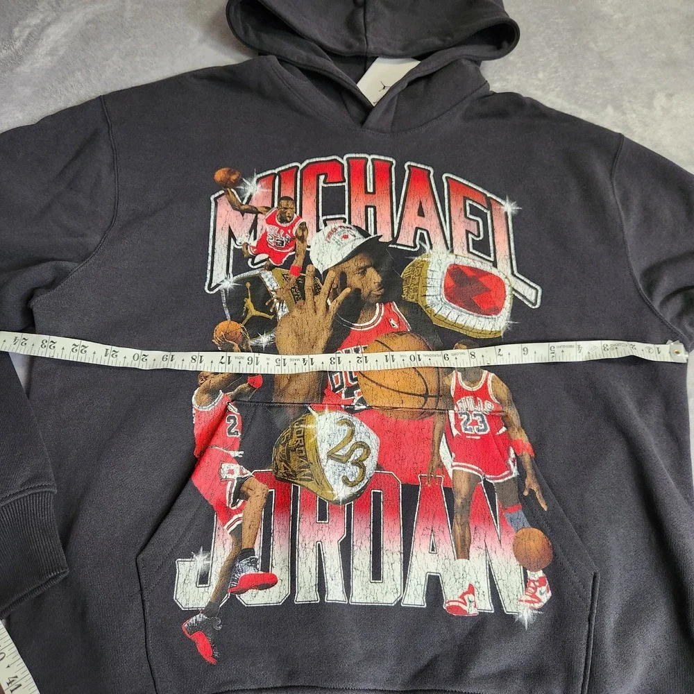 New Jordan Flight Fleece Graphic Pullover Hoodie Off Noir HJ4396-045 Large L